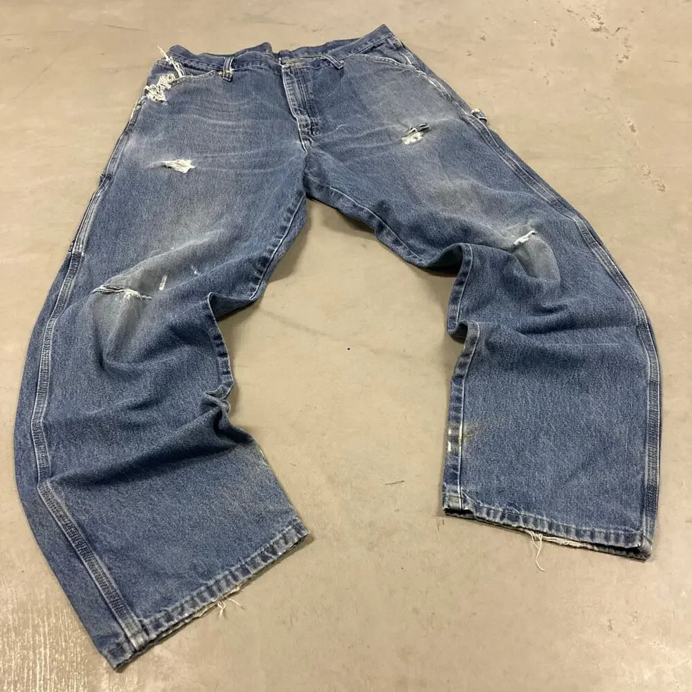 vintage baggy y2k wrangler carpenter cargo jeans 34x32